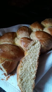 Braided Egg Bread Sliced to show inside